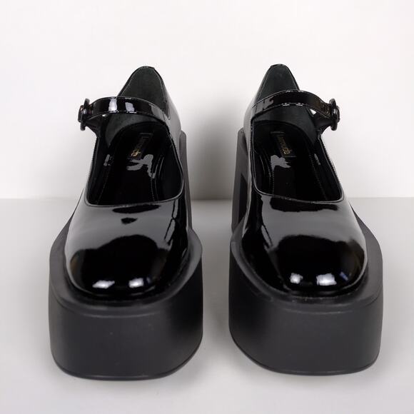 LARROUDE Black Patent Leather Olivia Platform Mary Jane Pump Chunky Women's 9.5 - Picture 7 of 9